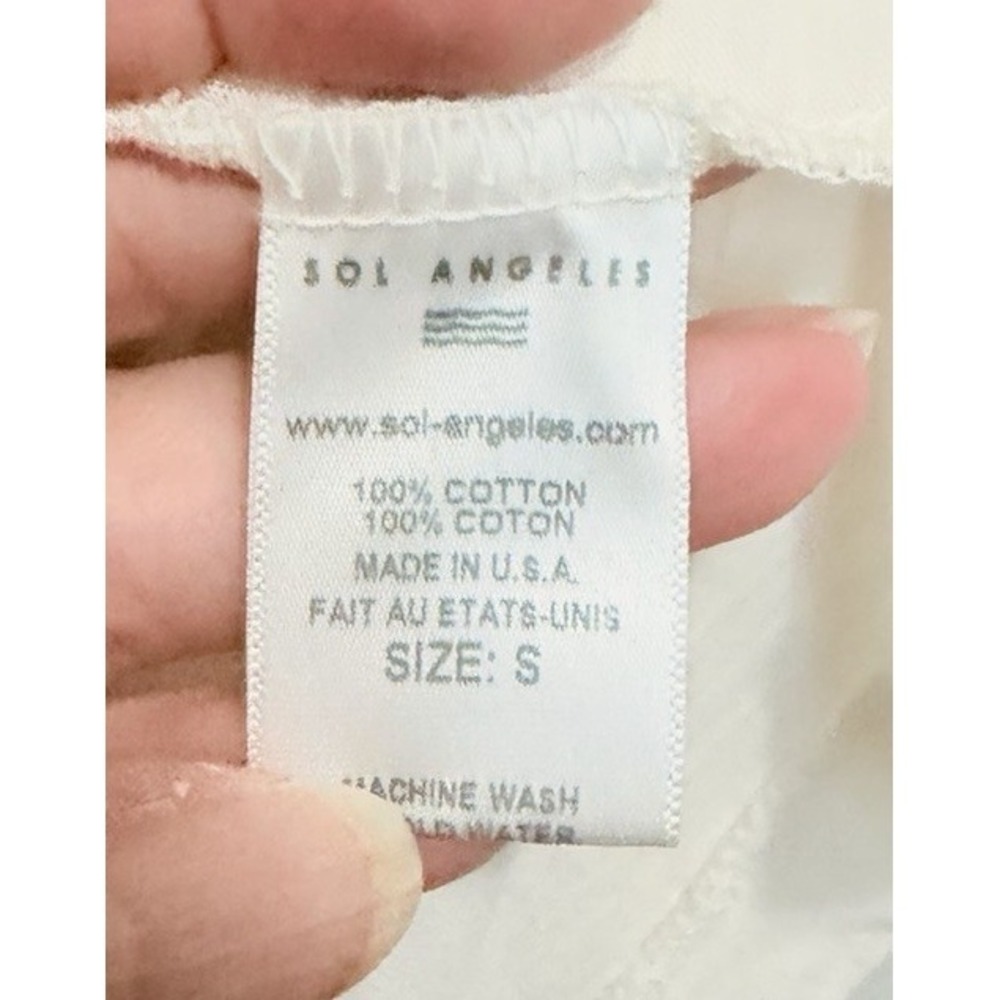 Sol Los Angeles Rose' All Day Tee Wine cotton Small Anthropologie Ivory - Picture 5 of 6